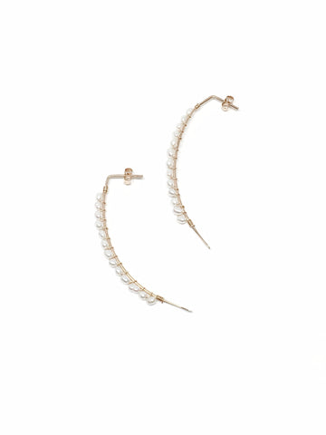Beaded Pearl Arc Earrings