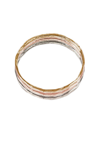 Mixed Metal Hammered Stacking Rings- Set of 3
