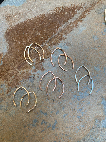 Mini Hammered Wishbone Earrings