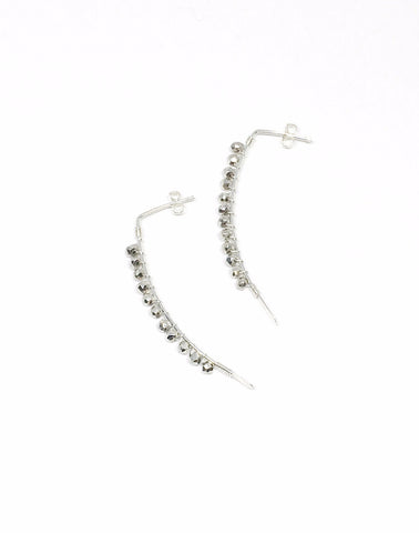 Beaded Pyrite Arc Earrings